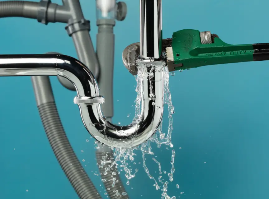 P-Trap Connection Leak Found Under a Bathroom Sink